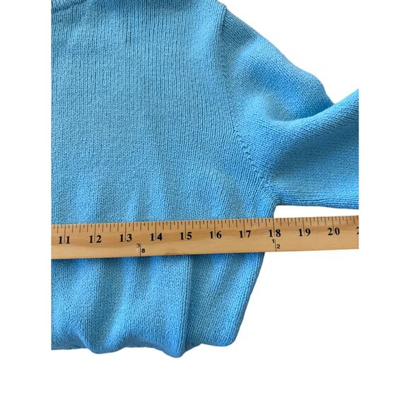 Tennisknit Vintage Acrylic Blue S Zip Cardigan Lilly Floral Cottage Nostalgic - Picture 8 of 10